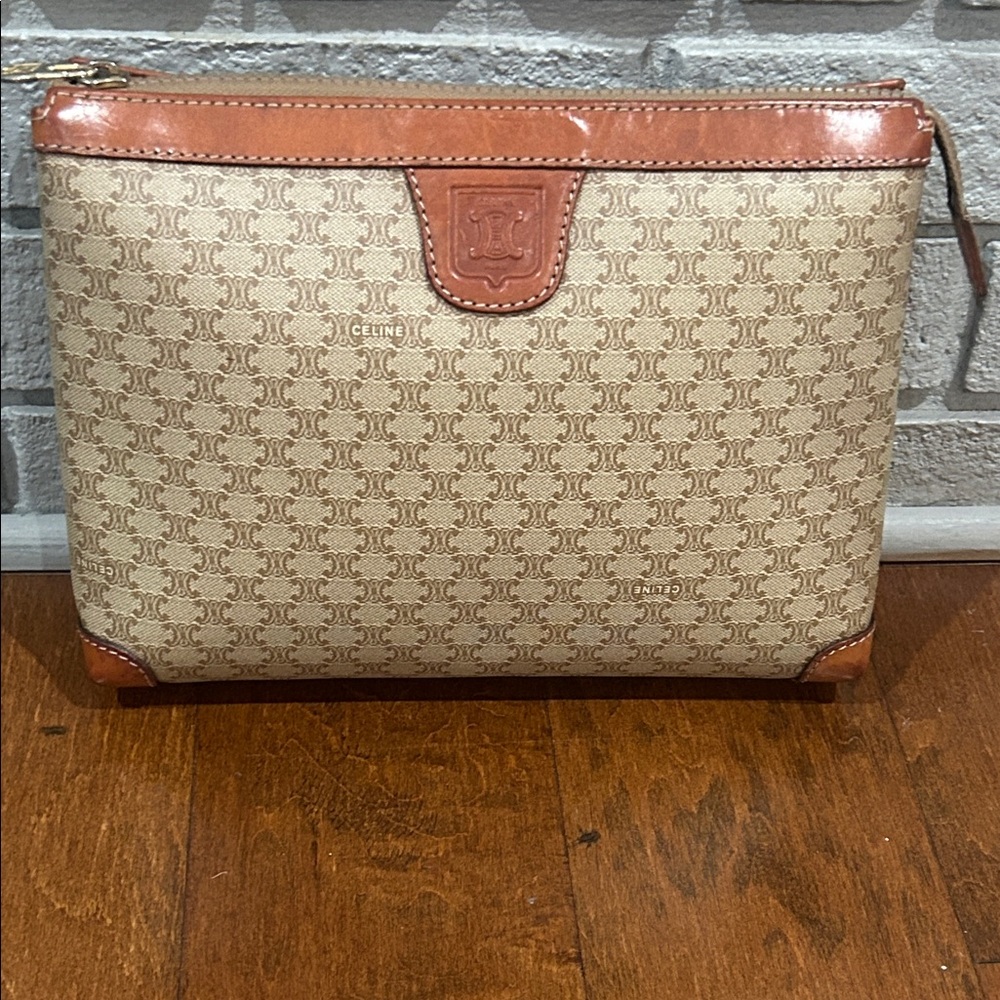Celine Beige and Brown Toiletry Bag